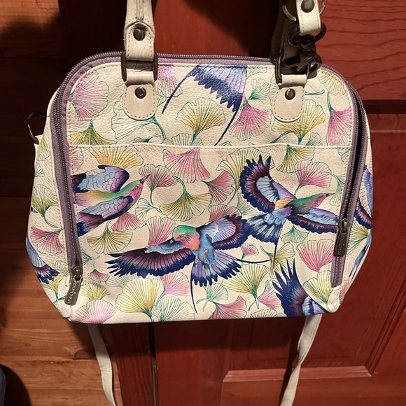 Anuschka Women's Hand Painted Genuine Leather satchel GUC - Picture 7 of 8